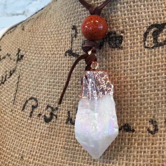 Boho Necklace in leatherette cord. One of a kind - Picture 4 of 5